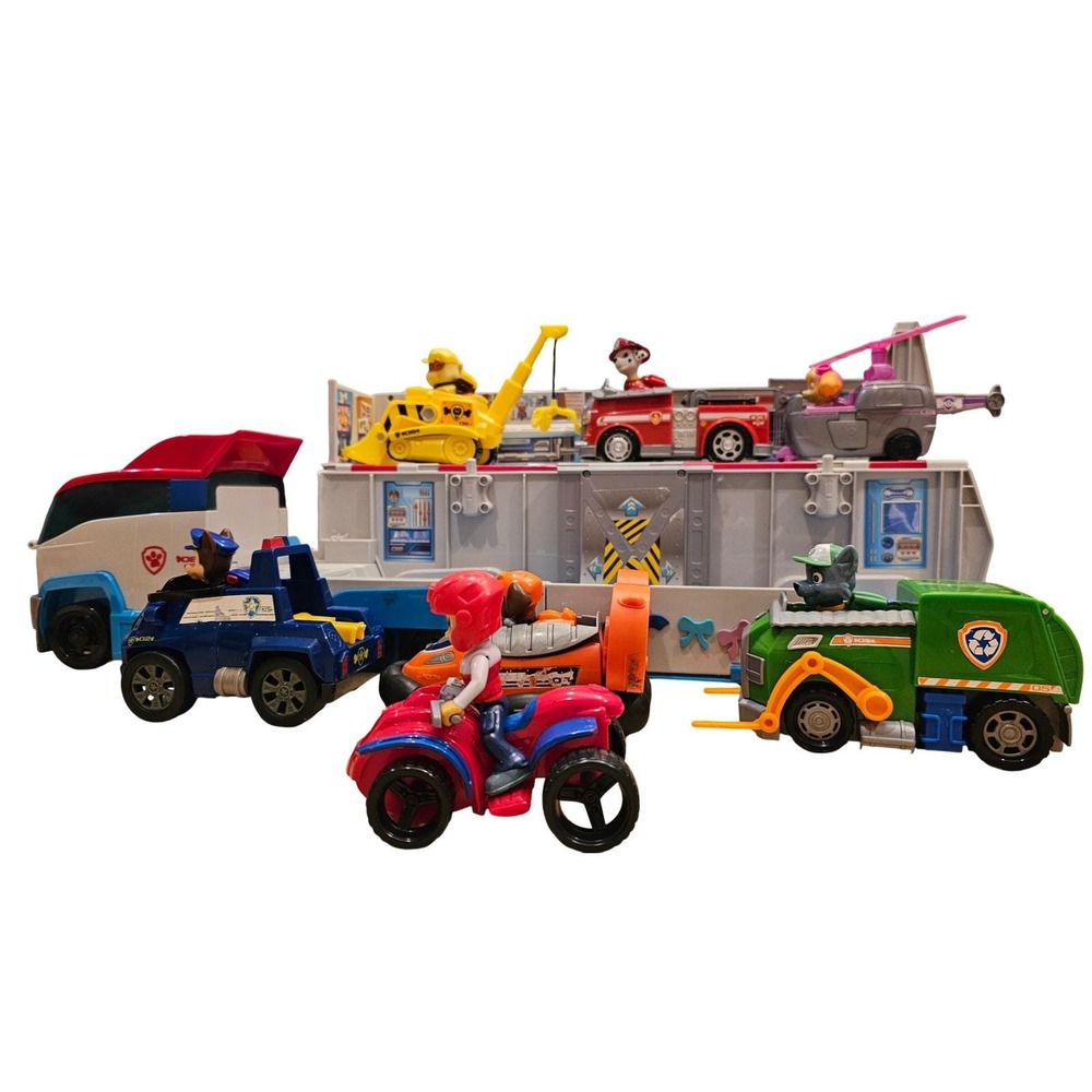 PAW PATROL PATROLLER Semi Truck Bus Figures & Vehicle Rocky Zuma Ryder Huge Lot